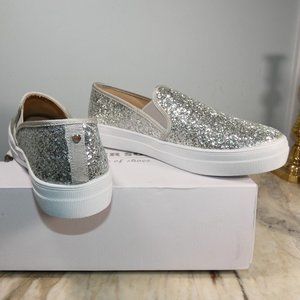 FEVERSOLE Dancing Shoes! Slip-On Silver Sparkling Sneaker 9.5M (may run small)